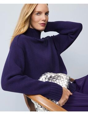NWT $90 ANN TAYLOR ribbed Mock neck sweater purple sz M